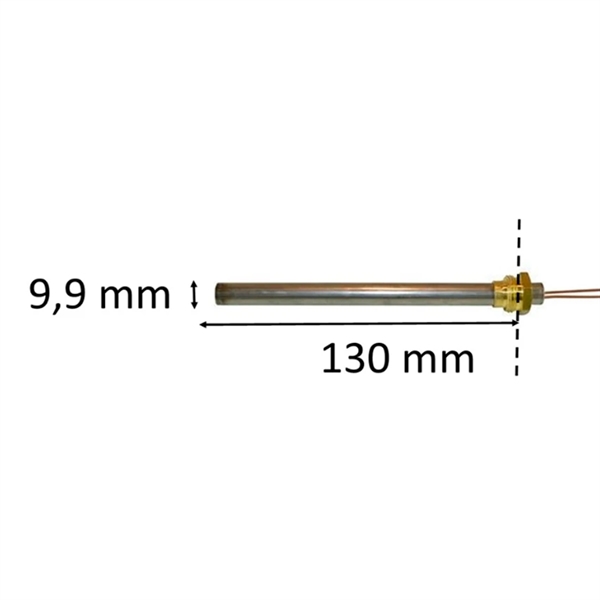 Igniter with thread for pellet stove: 9,9 mm x 130 mm 270 Watt 3/8 thread