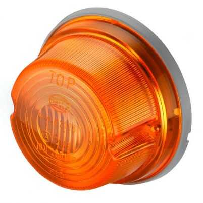 John Deere Indicator lamp - 2BA001259611 - Indicator light 18W, round, 12V, amber, bolt on, Ø 80mm, Hella