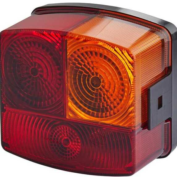 John Deere Rear lamp 95 x 90mm - 2SD002776241 - Rear light RH square, 12V, amber/red, bolt on, 95x54.5x90mm, Hella