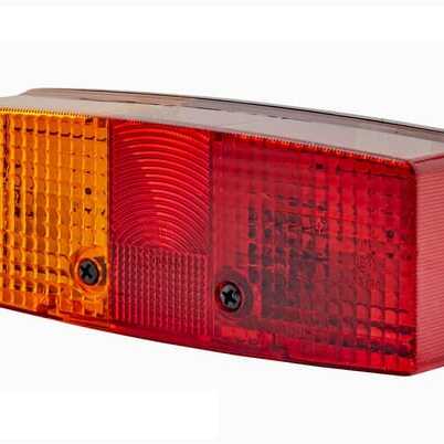 John Deere Rear lamp 158 x 64mm - 2SD003184031 - Rear light LH rectangular, 12/24V, red/orange, bolt on, 158x51x64mm, Hella