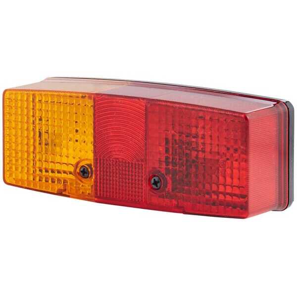 John Deere Rear lamp 158 x 64mm - 2SE003184011 - Rear light LH rectangular, 12/24V, red/orange/white, bolt on, 158x51x64mm, Hell