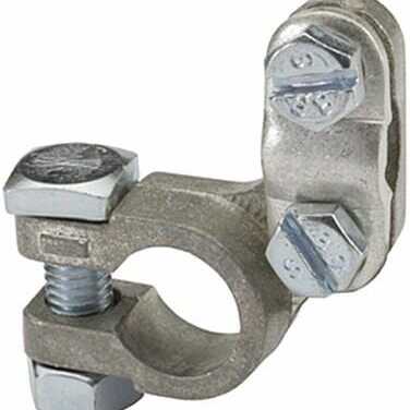 John Deere Battery terminal clamp : negative- and positive pole - 8KX043021032 - Battery terminal 10 holes negative ,right