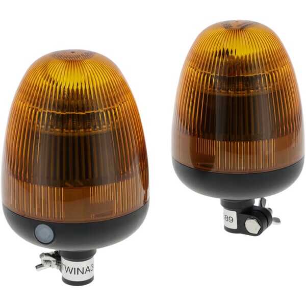 John Deere LEDRotating beacon pole-socket attachment 12/24V - LA20095 - Set of 2 synchronisable LED flashing beacons TWIN, 12-24