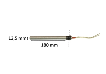 Igniter with thread for pellet stove: 12,5 mm x180 mm 3/8 gevind 350 watt