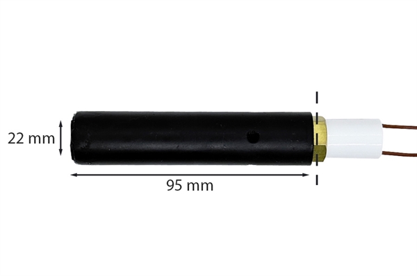 Igniter round ceramic with sheath for pellet stove: 22 mm x 95 mm 330 Watt