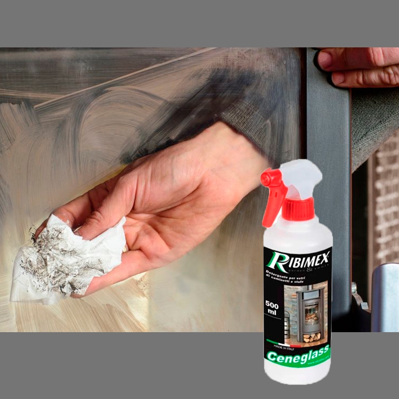 Glass cleaner "Cene" for efficient cleaning of glass door on a pellet stove / wood stove